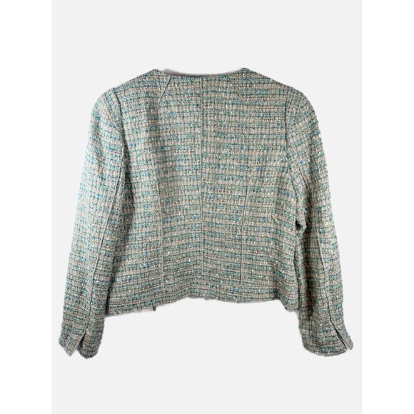 Ann Taylor Blazer Women’s 8 Metallic Tweed Cropped Jacket Workwear Career Office - Picture 2 of 13